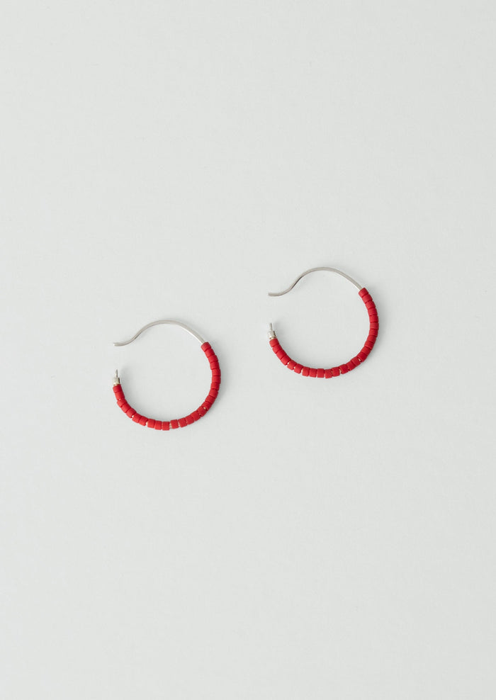 Helena Rohner Miyuki Glass Small Hoop Earrings | Tomato