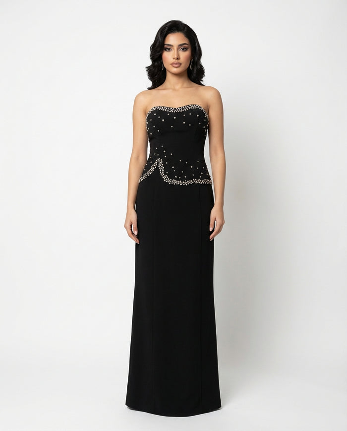 high-neck embellished cape gown – CONSTELLATION