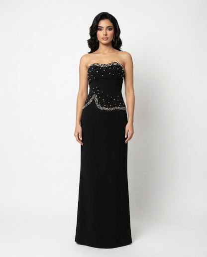 high-neck embellished cape gown – CONSTELLATION