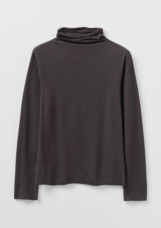 High Neck Soft Cotton Tee | Charcoal
