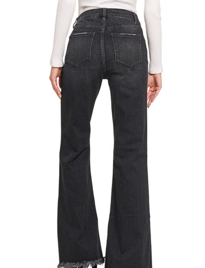 High Rise Bell Bottom Black Jeans