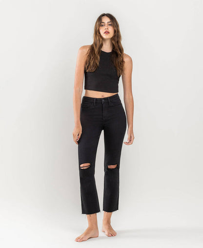HIGH RISE CROP SLIM STRAIGHT JEANS