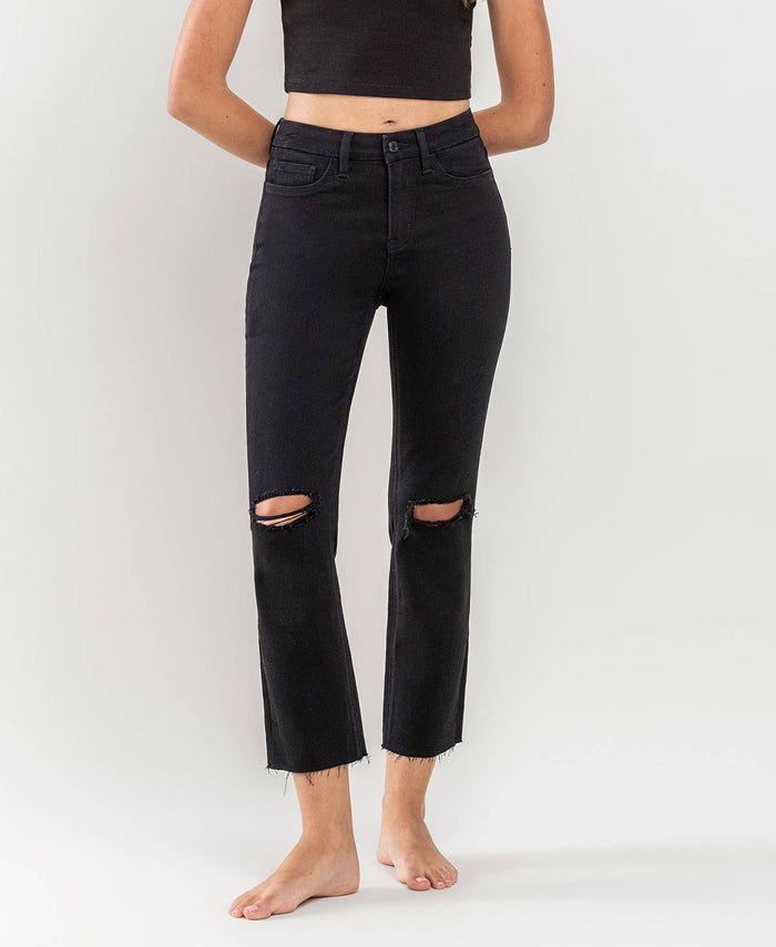 HIGH RISE CROP SLIM STRAIGHT JEANS
