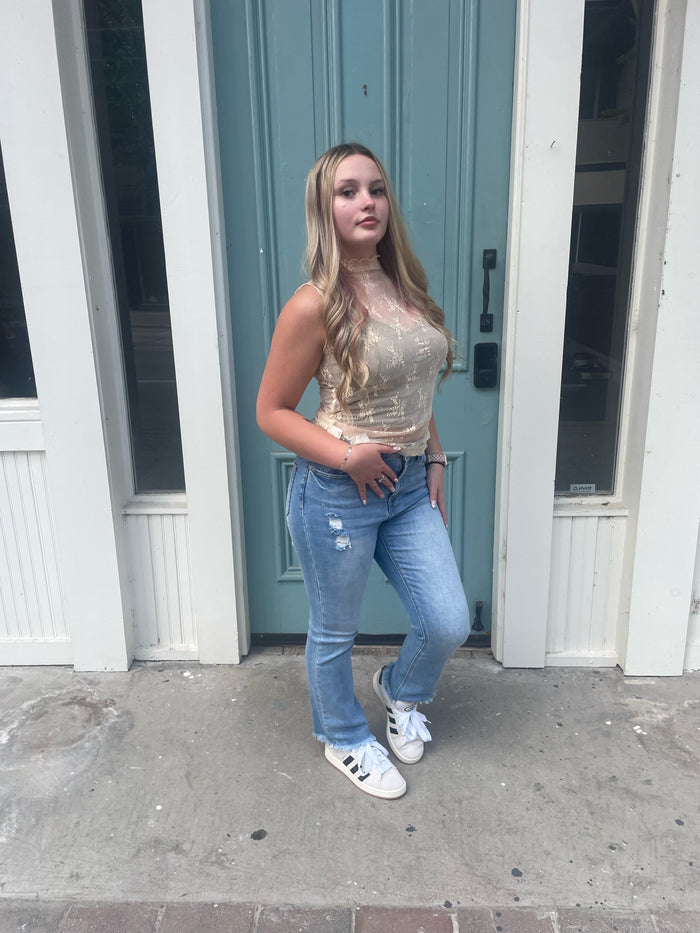 High Rise Straight Denim Jeans