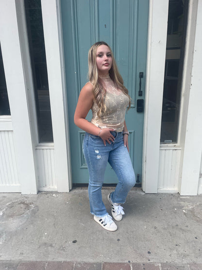 High Rise Straight Denim Jeans