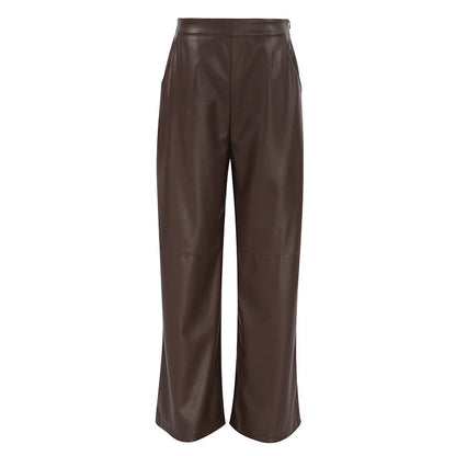 High-waist faux leather straight-leg pants – CASSIA