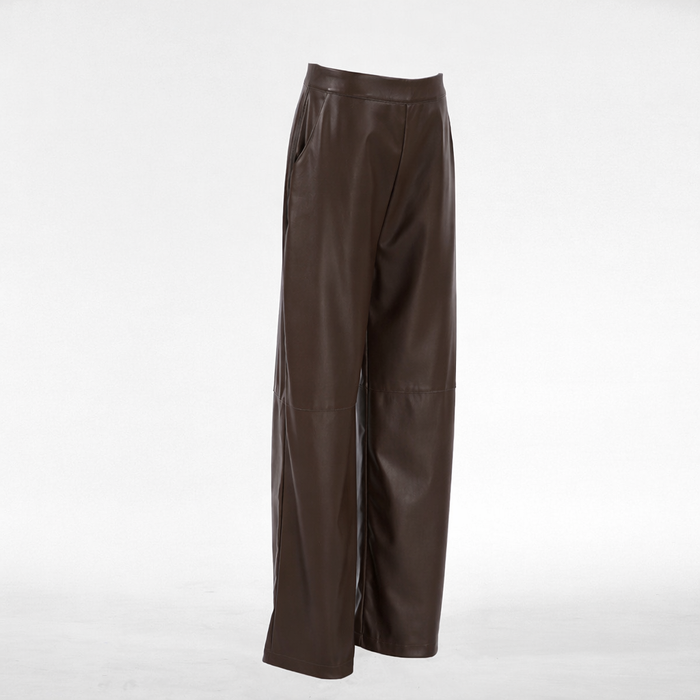 High-waist faux leather straight-leg pants – CASSIA