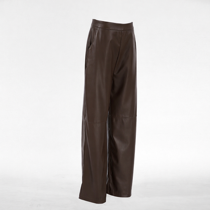 High-waist faux leather straight-leg pants – CASSIA