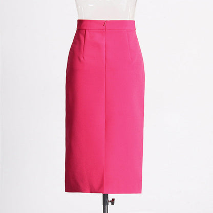 high-waist pencil skirt with 3D floral appliqué – EMERALD