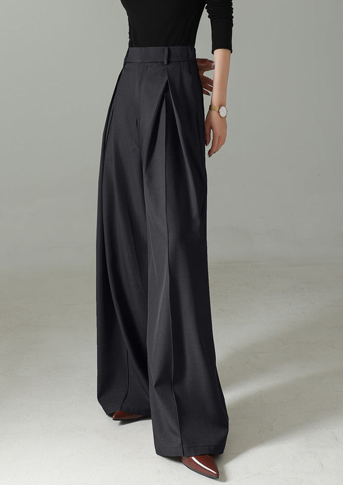 high-waist wide-leg trousers with double front pleats – TAUPE