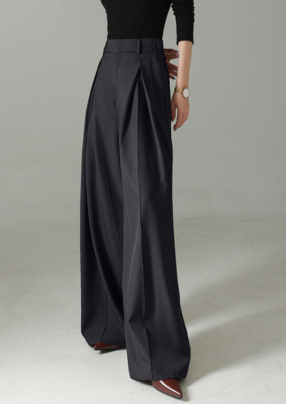 high-waist wide-leg trousers with double front pleats – TAUPE