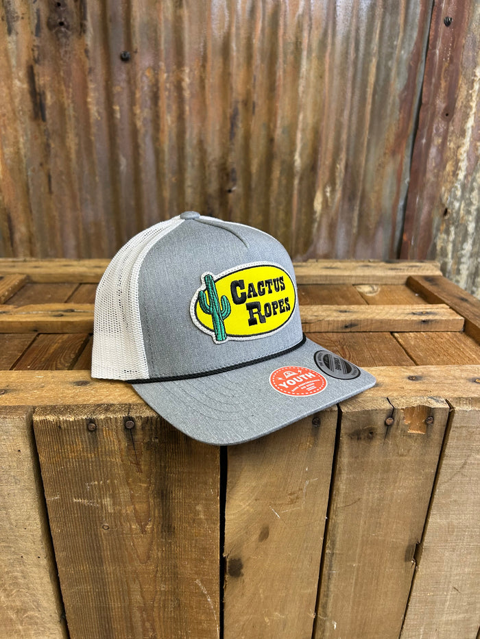 Hooey Cactus Ropes Youth Grey And White Trucker Cap