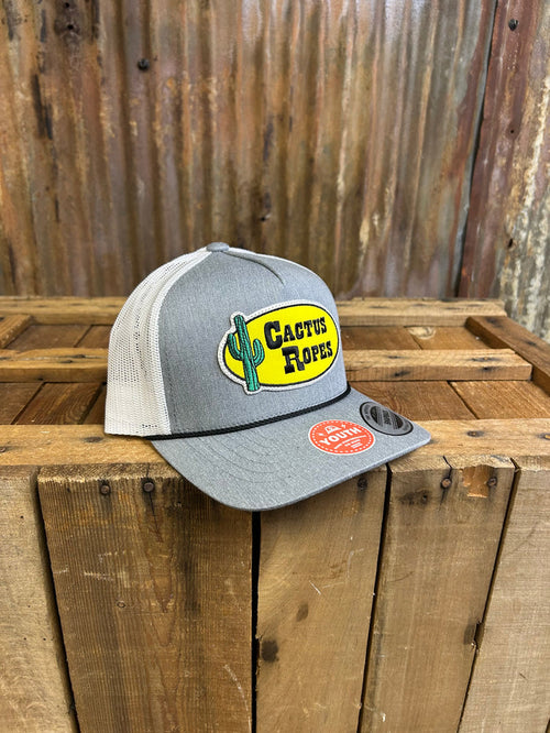 Hooey Cactus Ropes Youth Grey And White Trucker Cap