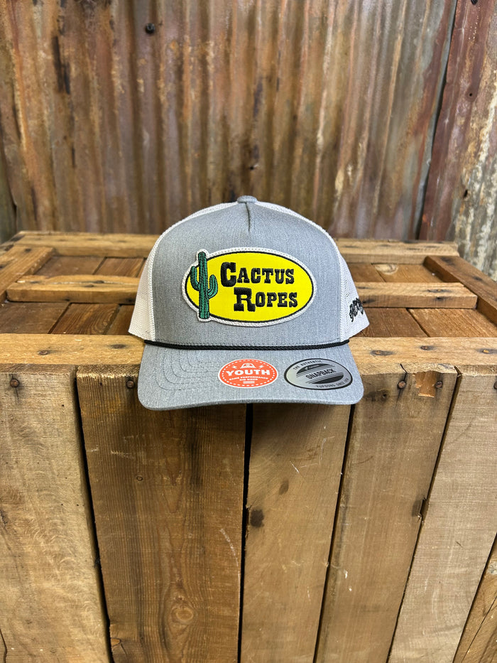 Hooey Cactus Ropes Youth Grey And White Trucker Cap