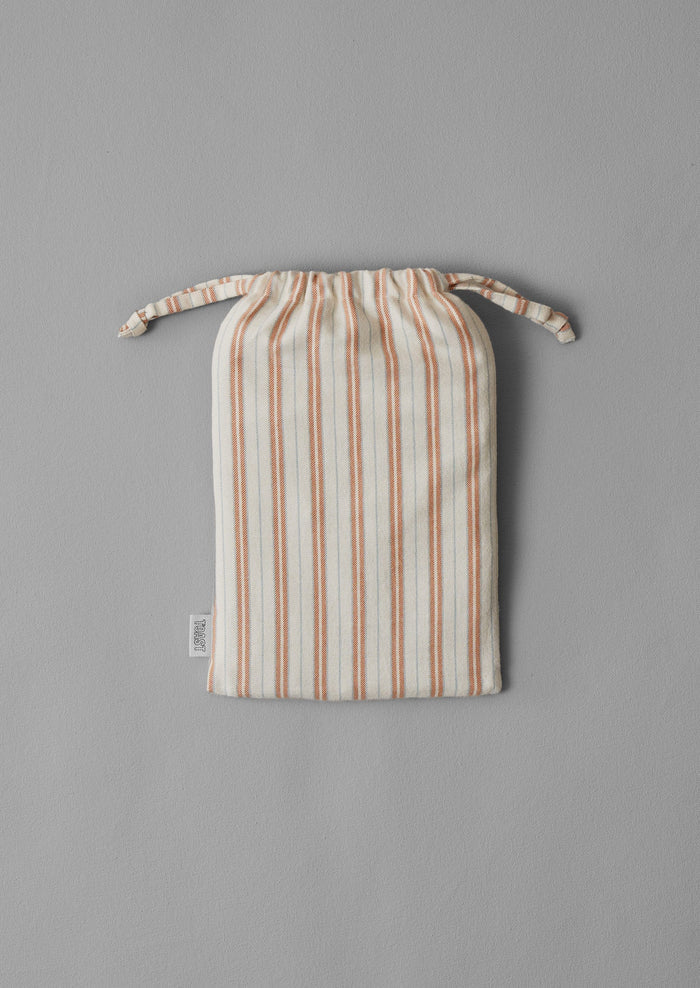 Ines Stripe Cotton Flannel Housewife Pillowcase Set | Apricot/Soft Blue