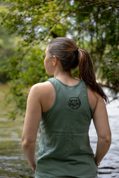 INTO THE FOREST- Women's Racerback 100% Organic Cotton Tank Top - Seafoam