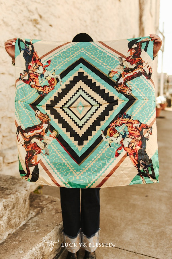 Jade Square Cowboy Printed Wild Rag