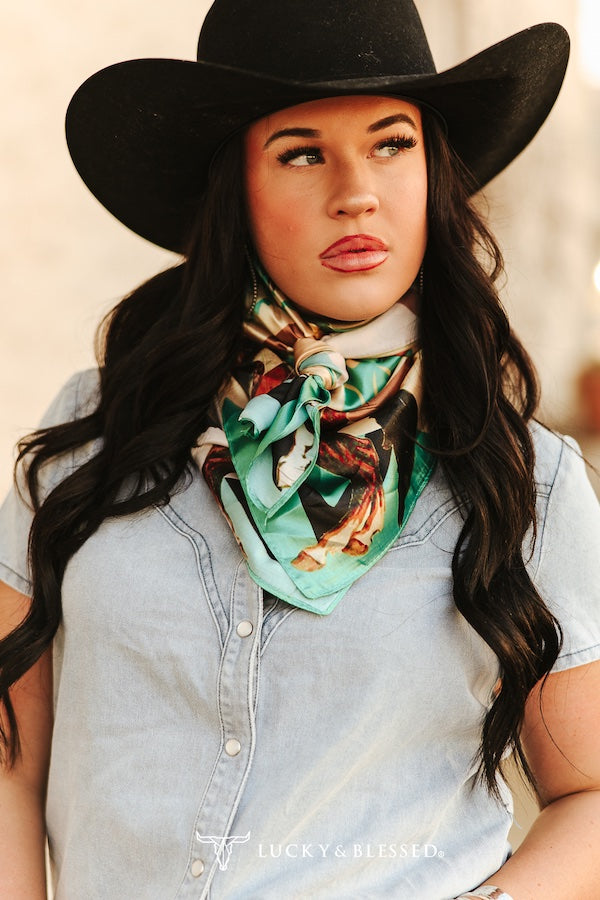 Jade Square Cowboy Printed Wild Rag
