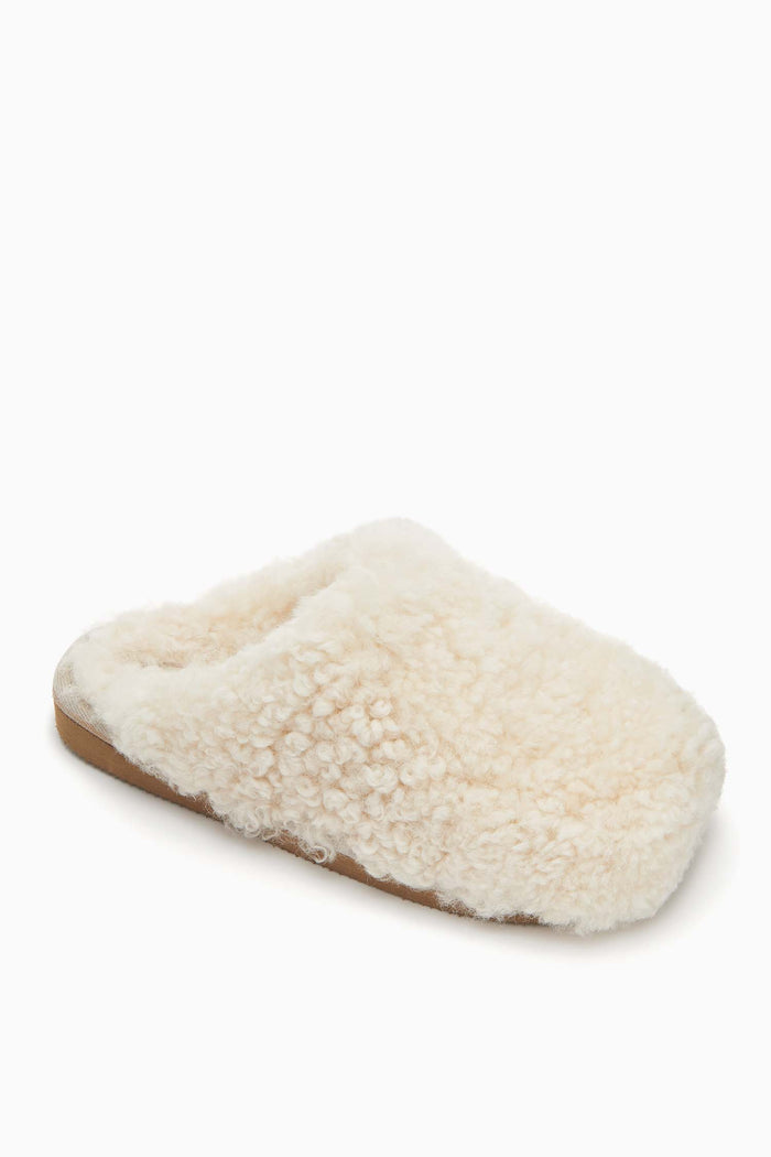 Cream Sheepskin Jenny Slipper - Top Angle View | Ulla Johnson