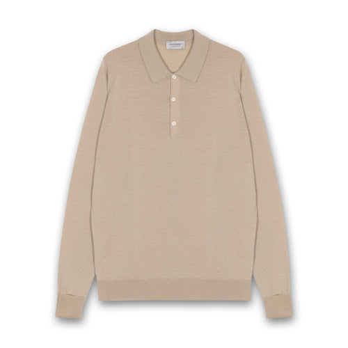 John Smedley - Cotswold Knit Polo in Kafka Beige - Nigel Clare