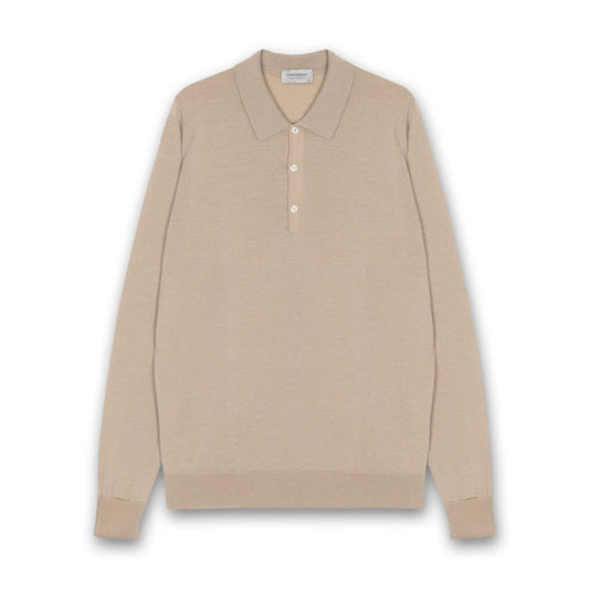 John Smedley - Cotswold Knit Polo in Kafka Beige - Nigel Clare