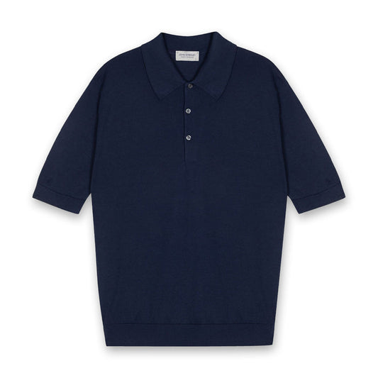 John Smedley - Isis Polo Shirt in French Navy - Nigel Clare