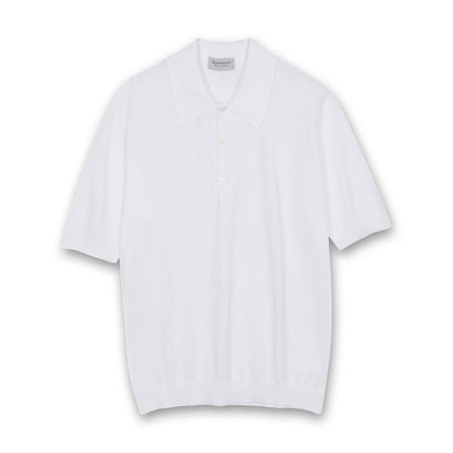 John Smedley - Isis Polo Shirt in White - Nigel Clare