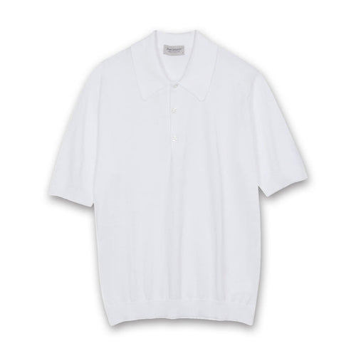 John Smedley - Isis Polo Shirt in White - Nigel Clare