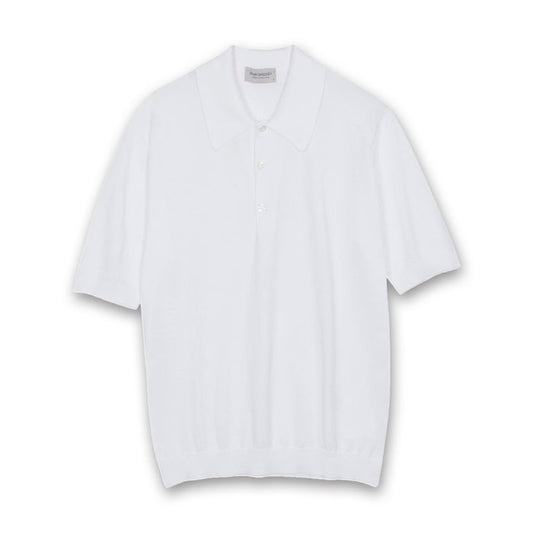 John Smedley - Isis Polo Shirt in White - Nigel Clare