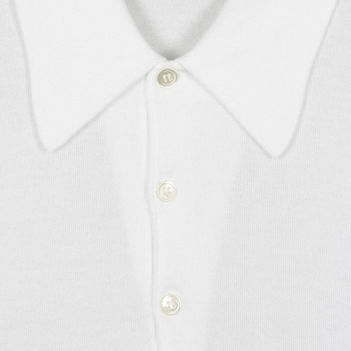 John Smedley - Isis Polo Shirt in White - Nigel Clare