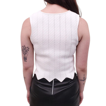 JONATHAN SIMKHAI WHITE CROPPED KNIT TOP - SIZE S