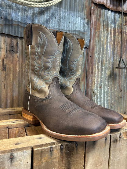 Justin Rustle Grizzly Cowhide Western Boot