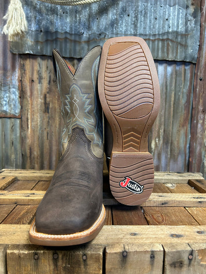 Justin Rustle Grizzly Cowhide Western Boot