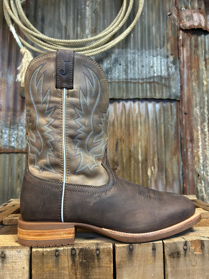 Justin Rustle Grizzly Cowhide Western Boot