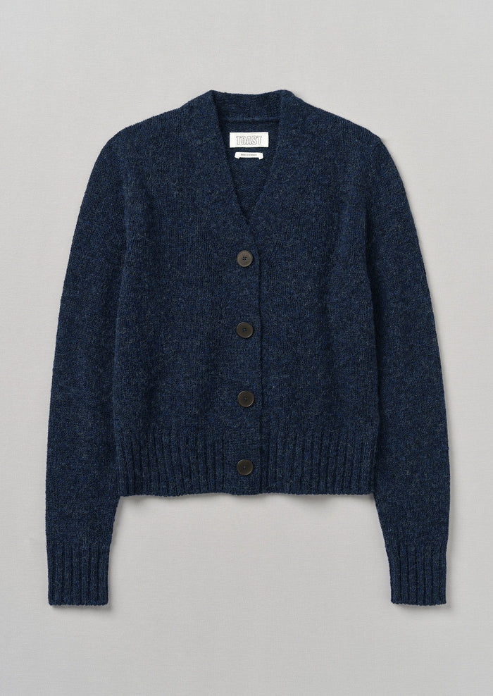Kaia V-Neck Wool Cardigan | Navy Melange