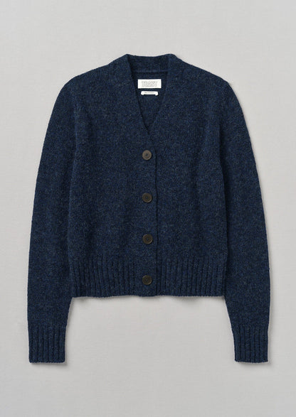 Kaia V-Neck Wool Cardigan | Navy Melange