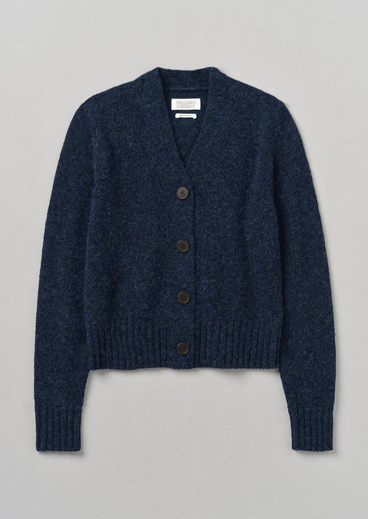 Kaia V-Neck Wool Cardigan | Navy Melange