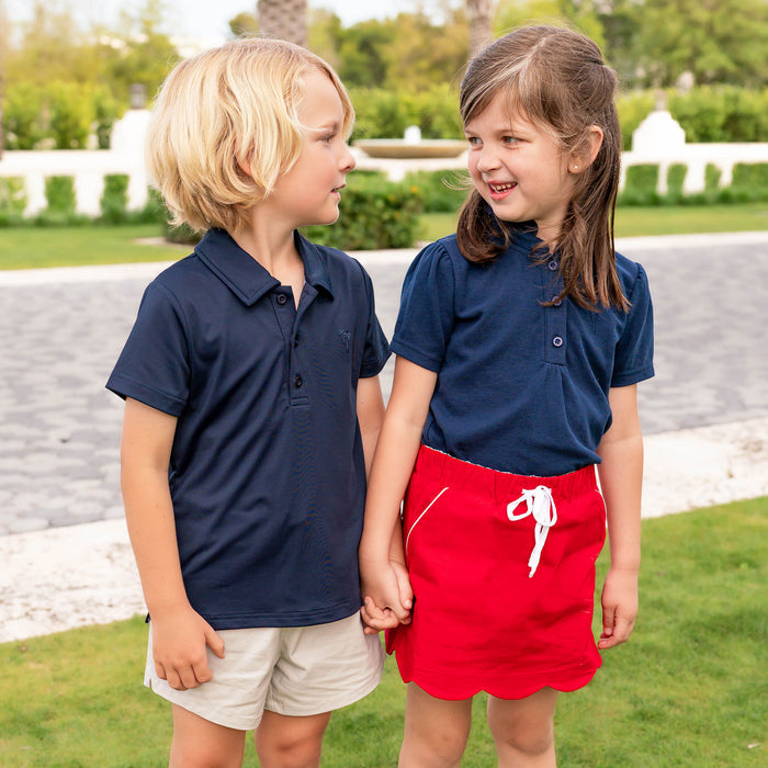 Khaki Twill Shrimp Shorts - navy boys performance polo matching tops khaki shorts shrimp and grits kids clothing