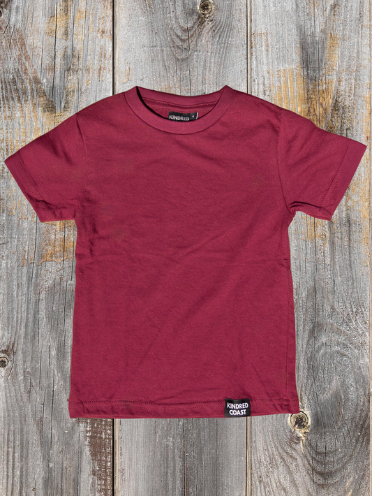 Kids Organic Cotton Tee - Blank Apparel - Maroon
