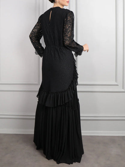 lace bodice gown with tiered pleated skirt – MONALAR