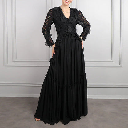 lace bodice gown with tiered pleated skirt – MONALAR