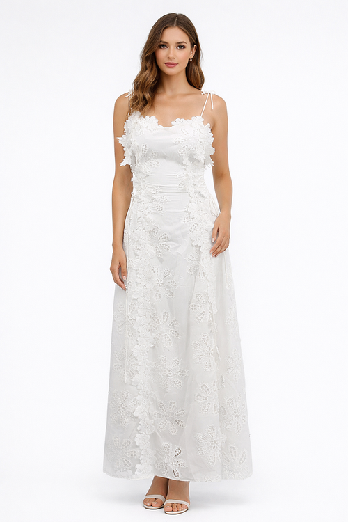 lace overlay slip maxi dress with tie straps – ELYSIA