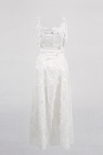lace overlay slip maxi dress with tie straps – ELYSIA