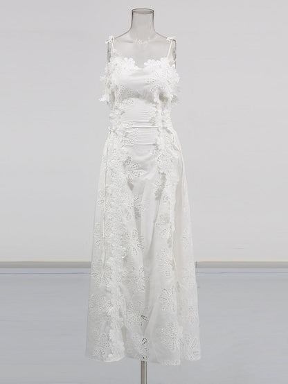 lace overlay slip maxi dress with tie straps – ELYSIA