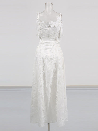 lace overlay slip maxi dress with tie straps – ELYSIA