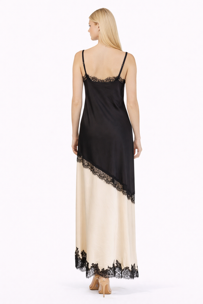 lace trim layered slip maxi dress – BLUSH