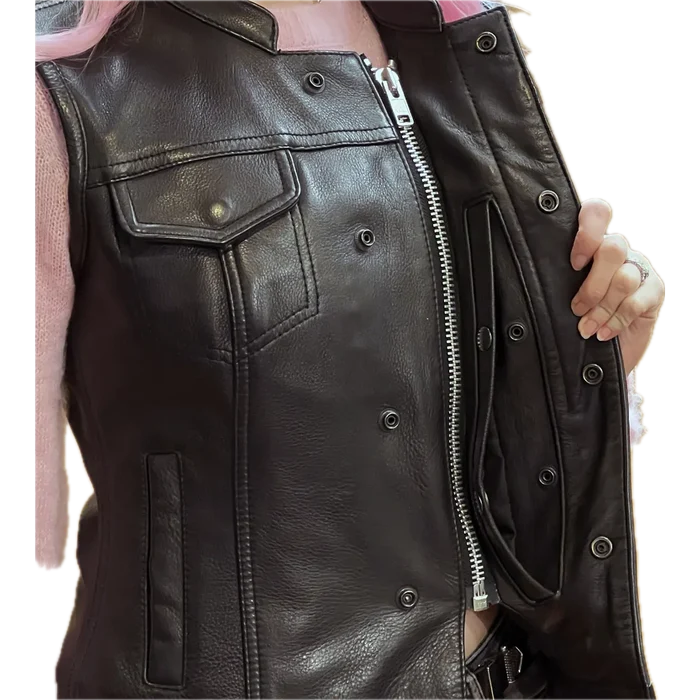 Ladies Dot Leather Club Vest