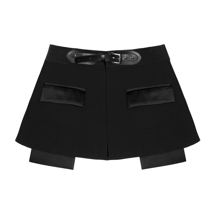 Layered Wide-Leg Pants with Belt – BASEM