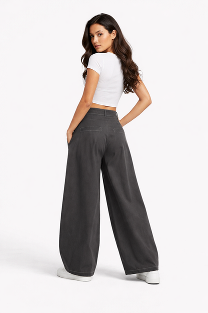 layered wrap wide-leg pants with asymmetrical belt detail – EDGE