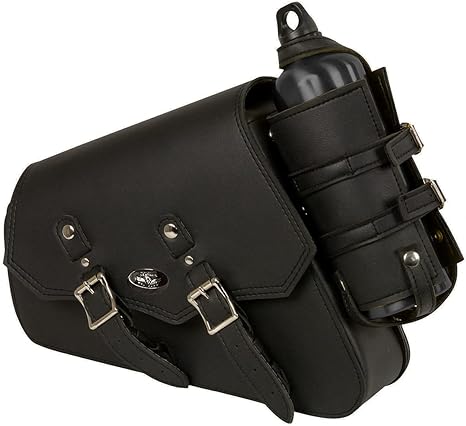Left Side 'Gun Pocket' PVC Swing Arm Bag with Bottle Holder: Milwaukee Leather MP8600L-BLK-PCS Black Left Side Swing Bag with